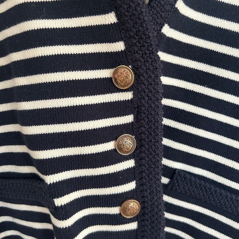 Massimo Dutti Navy Blue and Cream Striped Knit Cardigan! - Picture 5 of 7